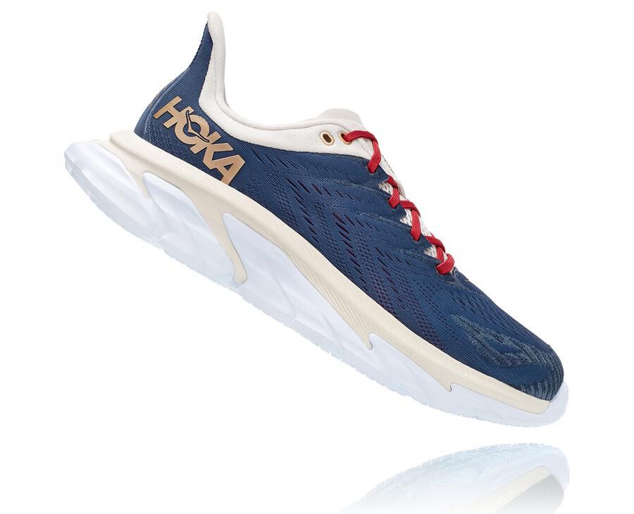 Running Shoes Mens - Hoka One One Clifton Edge - Blue/White - XEUAOGH-14